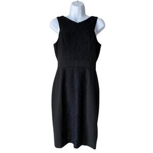 ADRIANNA PAPELL Dress LOVELY Floral Lace Black Sleeveless Sheath Pencil 4